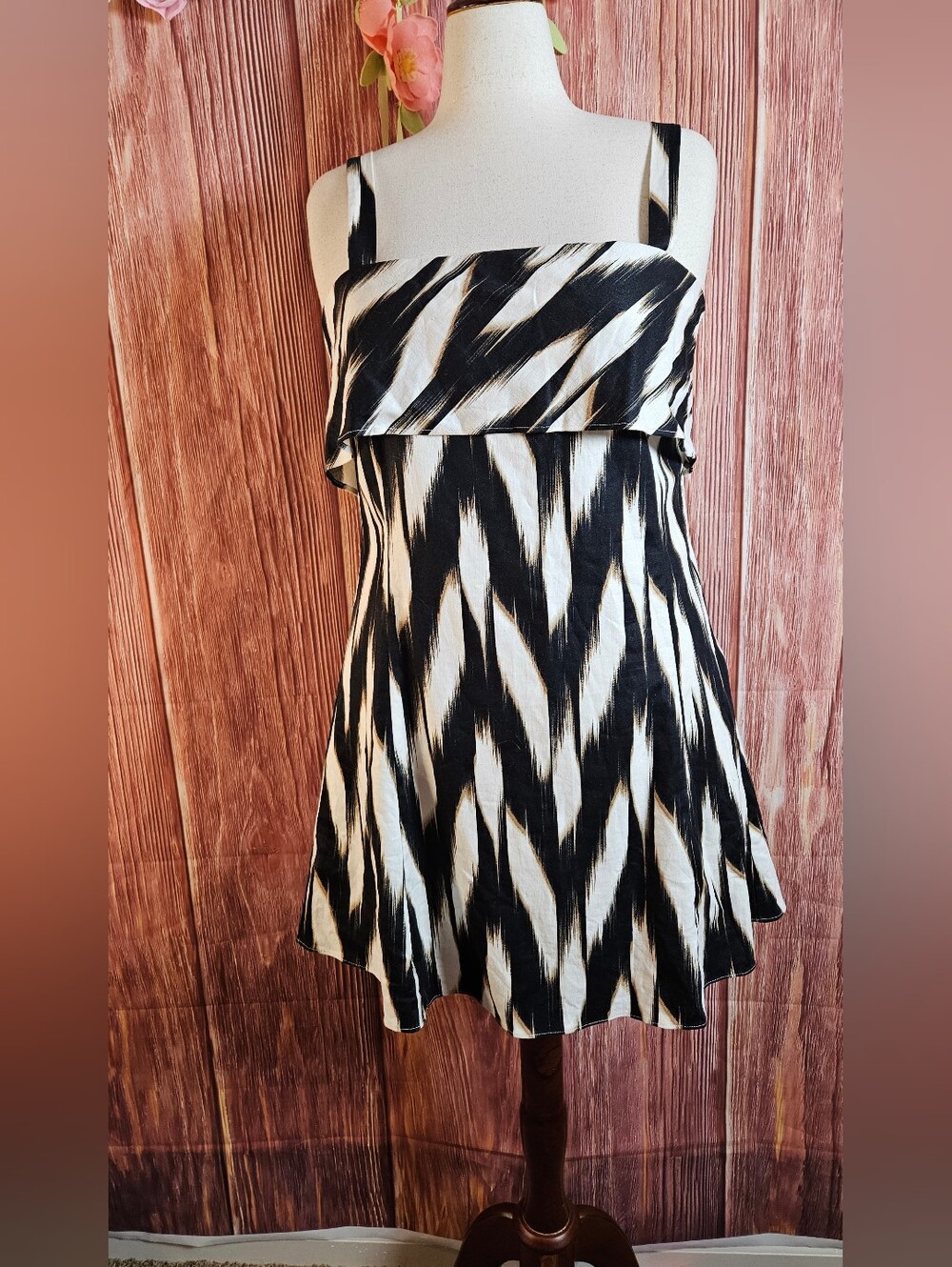 NWT Banana Republic Linen Blend Ikat Print Mini Dress Size 18